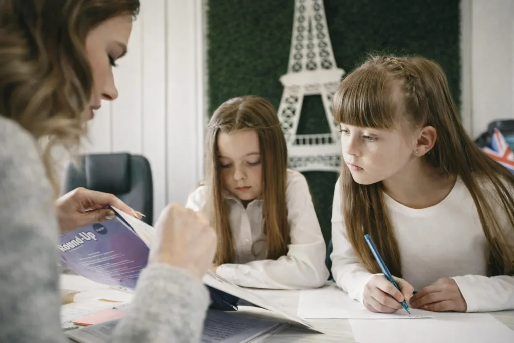 Children studying in a classroom