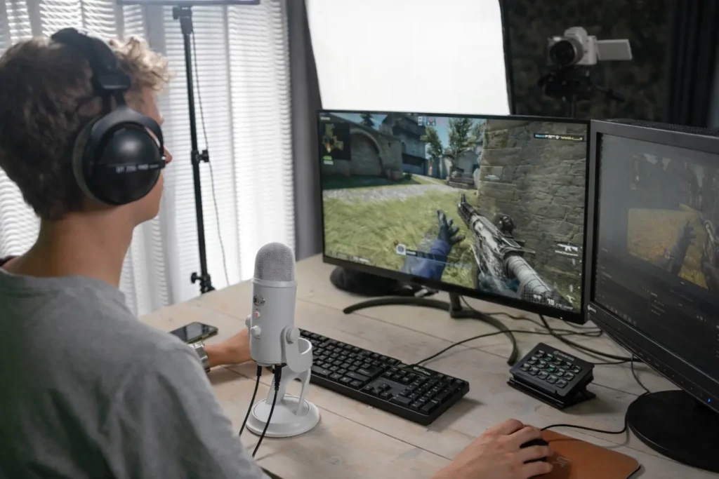 Gamer setup with live streaming setup