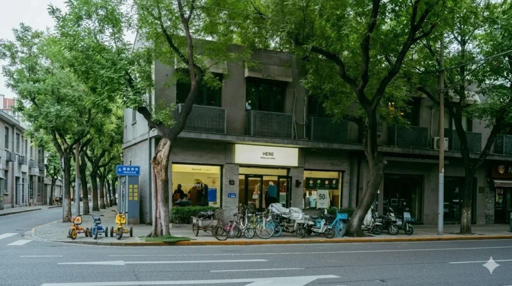 Here clothing and coffee shop street view