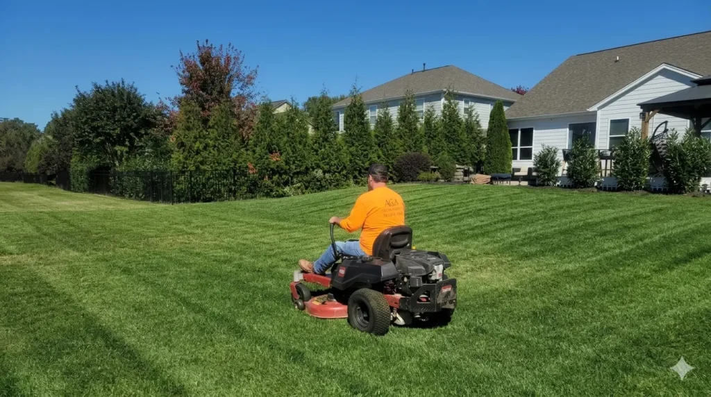 Man riding a lawn mower