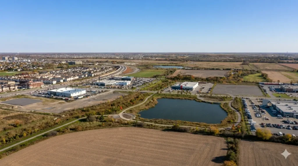 Real estate development plots aerial view