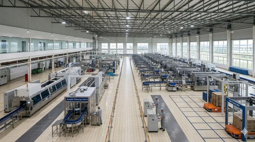 modern aseptic beverage production facility