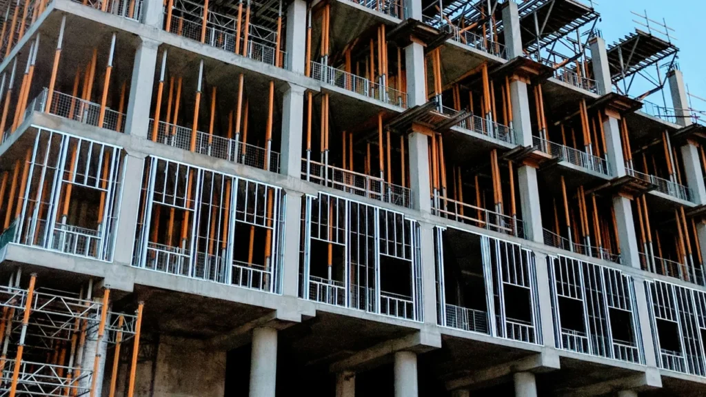 Gray concrete building under construction
